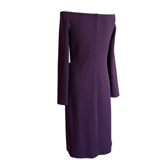 Eliza J off shoulder sheath dress bodycon eggplant purple wine merlot size 12 - Picture 14 of 14